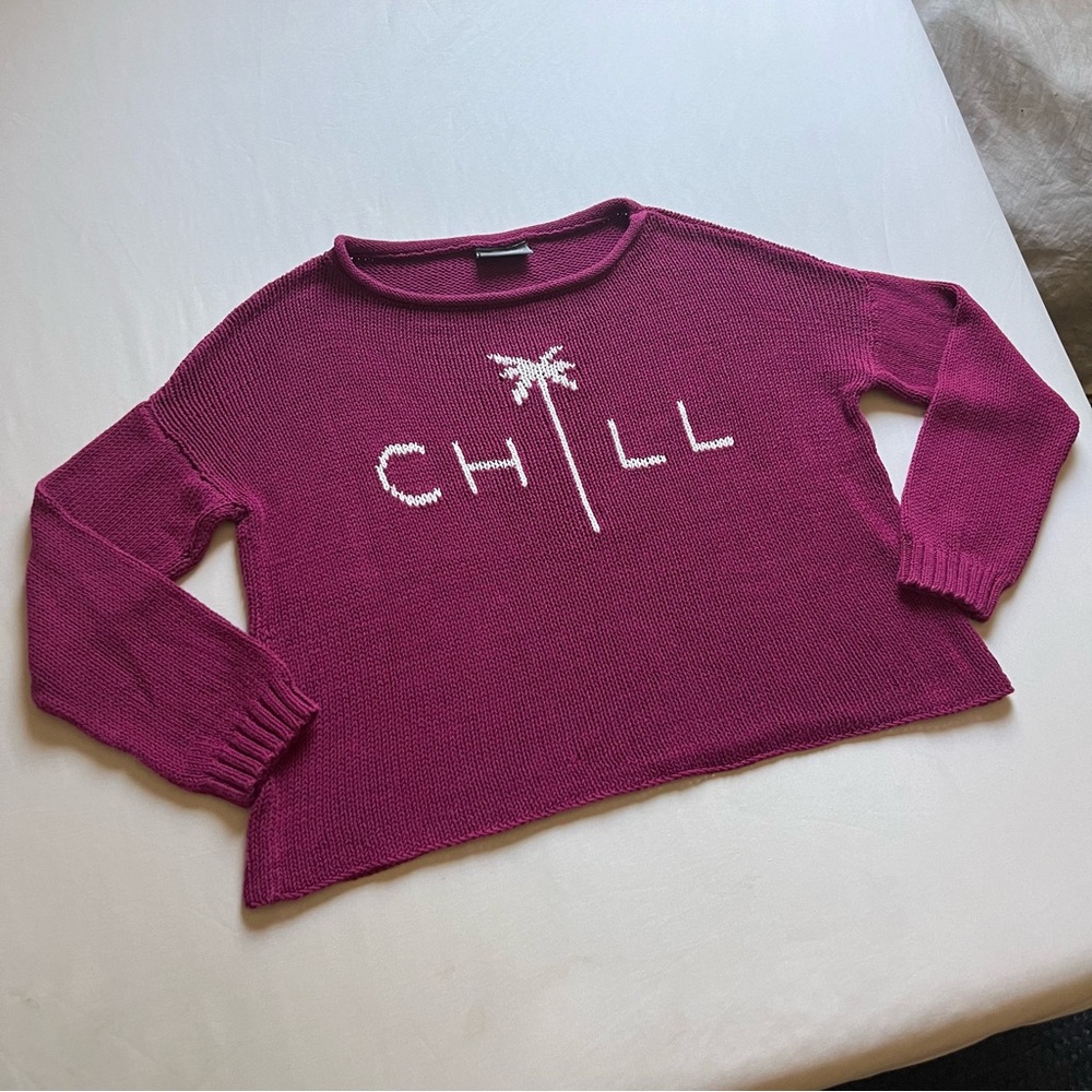 Wooden Ships Magenta 'CHILL' Crewneck Sweater